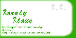 karoly klaus business card